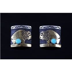 Navajo T. Singer Sterling Silver & Gold Earrings