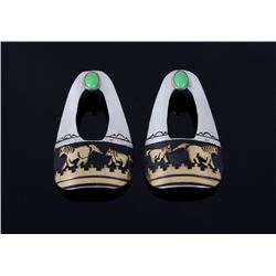 Navajo T. Singer Sterling Silver & Gold Earrings