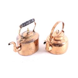 Two Mid 1800's Copper Gooseneck Dovetail Kettle