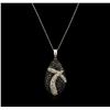 Image 9 : 5.45 ctw Black Diamond Pendant and Earrings Set - 14KT White Gold
