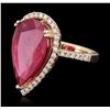 Image 2 : 9.84 ctw Ruby and Diamond Ring - 14KT Yellow Gold