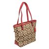 Image 2 : Coach Brown Monogram Canvas Red Leather Trim Tote Bag