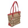 Image 3 : Coach Brown Monogram Canvas Red Leather Trim Tote Bag