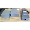 Image 1 : Qty 2 Square Metal Breaker Boxes & Heavy Duty Photovoltaic Safety Switch