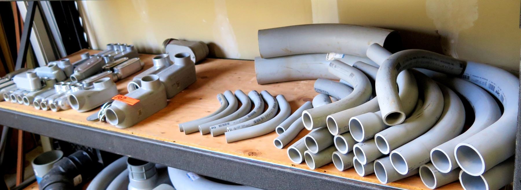 Multiple PVC Conduit, Elbows, Junction Boxes, Connectors, etc