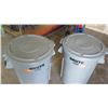 Image 2 : Qty 2 Rubbermaid Brute Commercial Rolling Trash Cans 44 Gallon