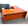 Image 1 : "L" Shaped Wooden Office Desk w/ Built-in File & Rolling Office Chair