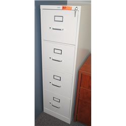 Vertical Beige Metal 4 Drawer Filing Cabinet w/ Lock & Key