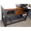 Image 1 : Modern Metal & Wood Table w/ Drawer & Undershelf
