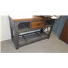 Image 2 : Modern Metal & Wood Table w/ Drawer & Undershelf