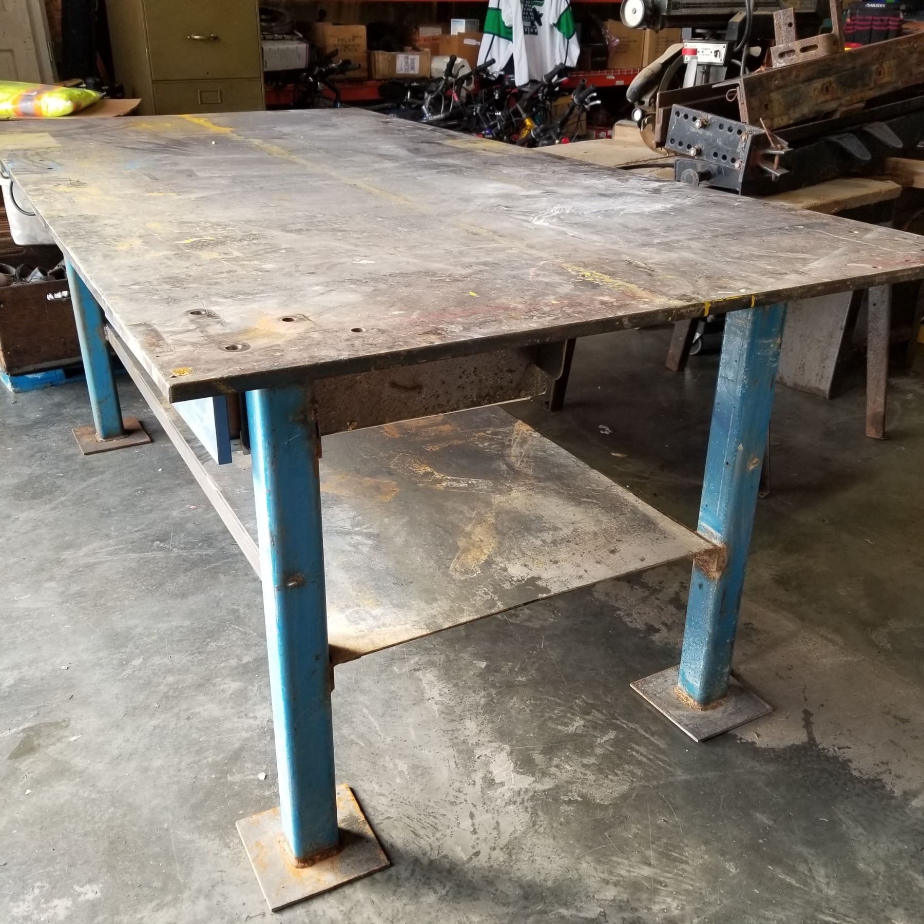 HEAVY DUTY REINFORCED 3/4 STEEL TOP SHOP TABLE