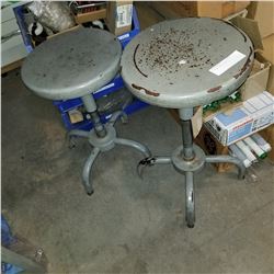 2 METAL SHOP STOOLS