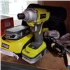 Image 2 : RYOBI CORDLESS IMPACT WRENCH W/ 2 BATTERIES AND CHARGER, AND RYOBI PALSM SANDER 3 MODEL M12