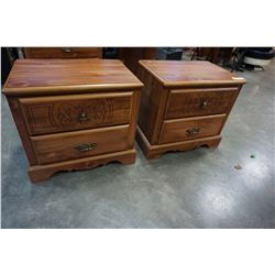 PAIR OF 2 DRAWER CARVED DRAWER NIGHT STANDS