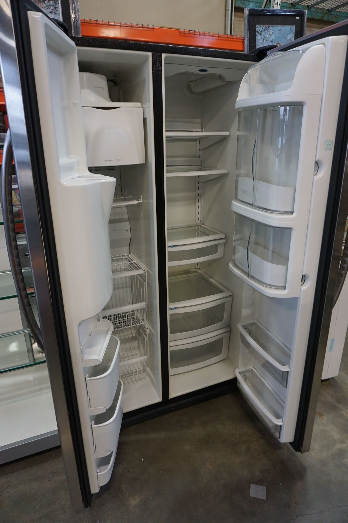AMANA STAINLESS SIDE BY SIDE FRIDGE WITH FREEZER GUARANTEED TESTED AND