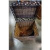 Image 2 : METAL AND RATTAN TRUNK AND 3 COPPER DECORATIVE PLATES