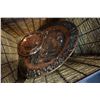 Image 3 : METAL AND RATTAN TRUNK AND 3 COPPER DECORATIVE PLATES