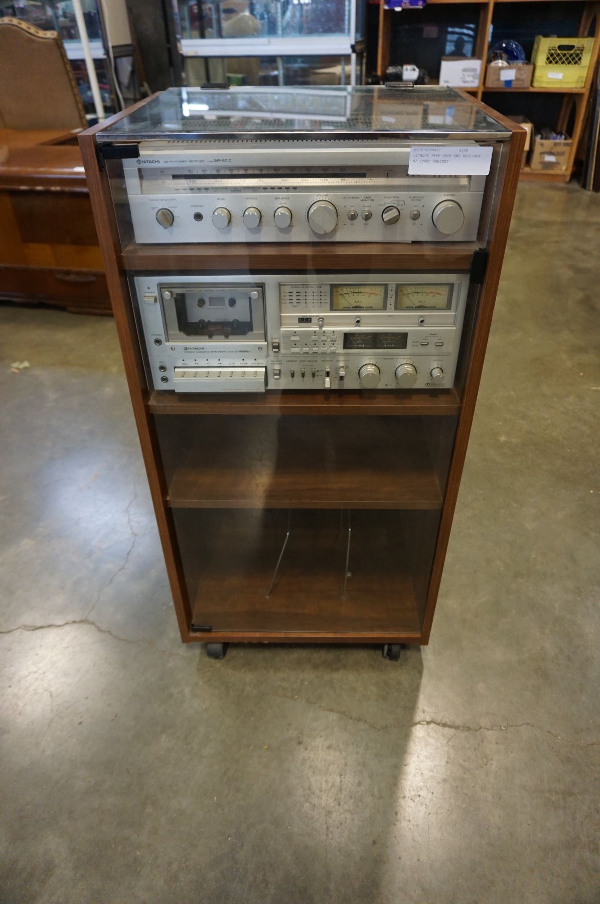 HITACHI RECEIVER AND TAPE DECK IN CABINET - Big Valley Auction