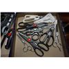 Image 2 : TRAY LOT OF SCISSORS - SOME SURGICAL/SOME BARBER AND TRAY LOT OF BBQ LIGHTERS