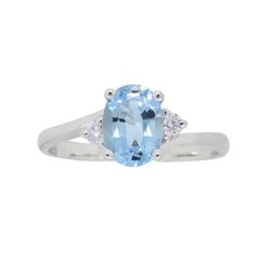 14KT White Gold 0.71ct Aquamarine and Diamond Ring