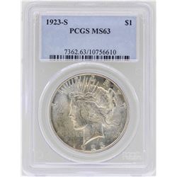 1923-S $1 Peace Silver Dollar Coin PCGS MS63