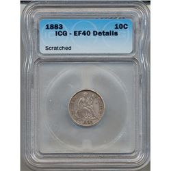 1883  Seated Liberty Dime ICG EF40