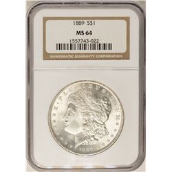 1889 $1 Morgan Silver Dollar Coin NGC MS64