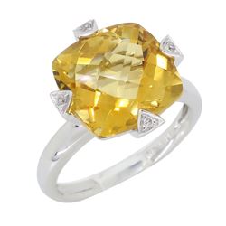 14KT White Gold Citrine and Diamond Ring