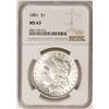 Image 1 : 1881 $1 Morgan Silver Dollar Coin NGC MS63