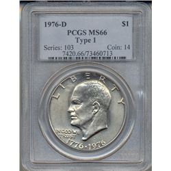 1976-D $1 Eisenhower Silver Dollar PCGS MS66