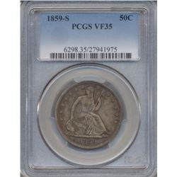 1859-S Liberty Seated Half Dollar Coin PCGS VF35