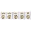 Image 1 : Lot of (5) 1923 $1 Peace Silver Dollar Coins NGC MS65