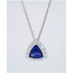 Platinum 5.70ct Tanzanite and Diamond Pendant with Chain