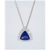 Image 1 : Platinum 5.70ct Tanzanite and Diamond Pendant with Chain