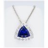 Image 2 : Platinum 5.70ct Tanzanite and Diamond Pendant with Chain