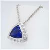 Image 3 : Platinum 5.70ct Tanzanite and Diamond Pendant with Chain