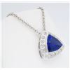 Image 4 : Platinum 5.70ct Tanzanite and Diamond Pendant with Chain
