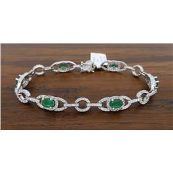 14KT White Gold 2.50ctw Emerald and Diamond Bracelet