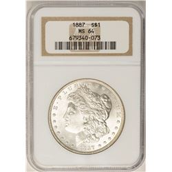 1887 $1 Morgan Silver Dollar Coin NGC MS64