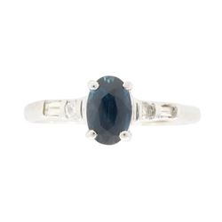 14KT White Gold Blue Sapphire and Diamond Ring