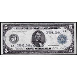 1914 $5 Federal Reserve Bank Note Chicago