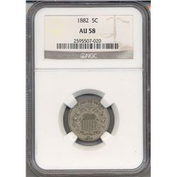 1882 Shield Nickel Coin NGC AU58