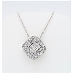 18KT White Gold 0.60ctw Diamond Pendant with Chain