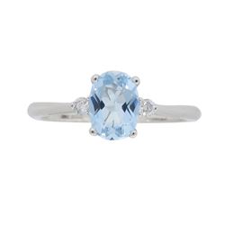 14KT White Gold Aquamarine and Diamond Ring