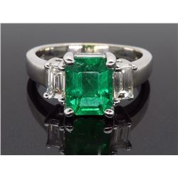 14KT White Gold 1.65ct Emerald and Diamond Ring