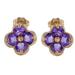 14KT Yellow Gold 1.80ctw Amethyst Earrings