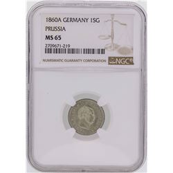 1860A Germany 1 Silber Groschen Prussia Coin NGC MS65