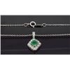 Image 4 : 14KT White Gold 0.40ct Emerald and Diamond Pendant with Chain