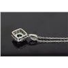 Image 6 : 14KT White Gold 0.40ct Emerald and Diamond Pendant with Chain