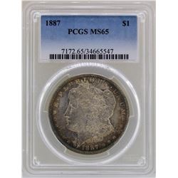 1887 $1 Morgan Silver Dollar Coin PCGS MS65